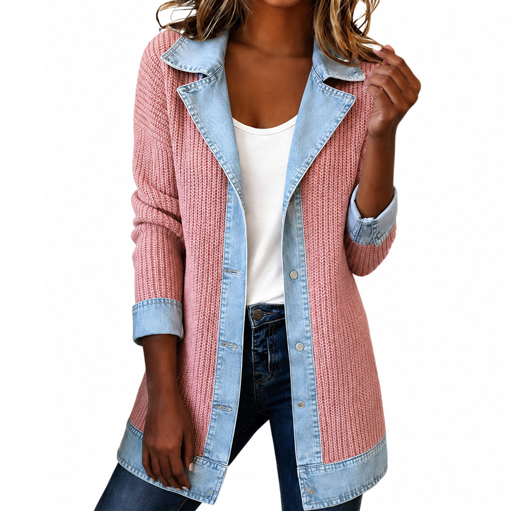 Abrigo de punto y denim para mujer — foto 10