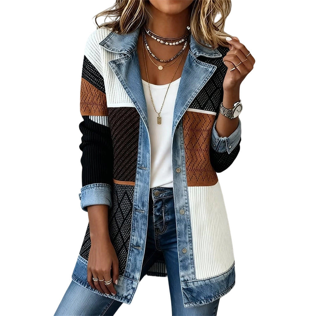 Abrigo de punto y denim para mujer — foto 5