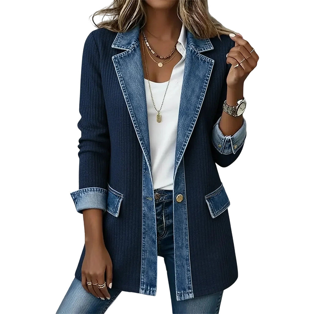 Abrigo de punto y denim para mujer — foto 7