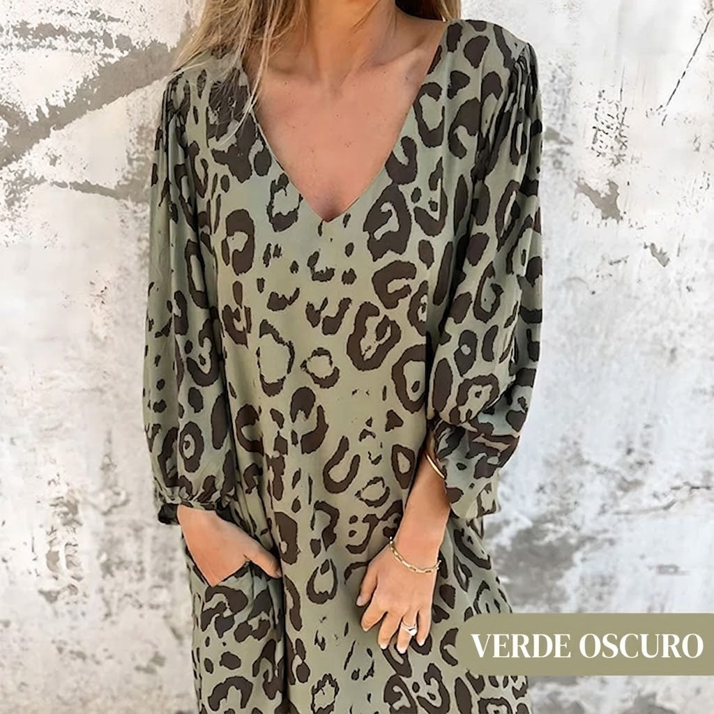 Vestido Safari Chic con estampado de leopardo