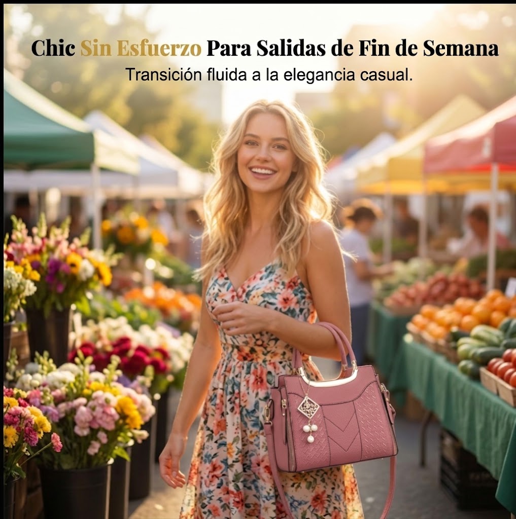 Heidi | Bolso de mano para mujer con costura en V – herrajes dorados, múltiples compartimentos y asa de mano