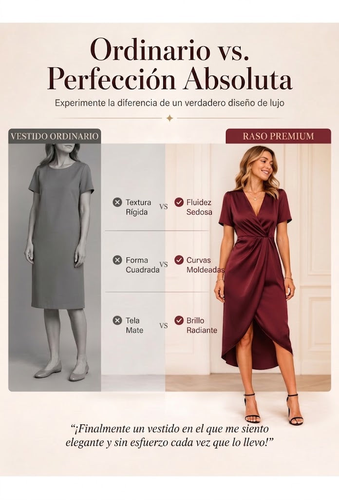 Herminia | Vestido cruzado asimétrico para mujer, con mangas cortas y escote en V.