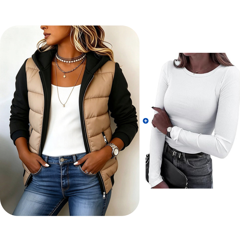 Chaqueta acolchada con capucha para mujer
