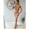 Vestido Dallas beige, vista lateral