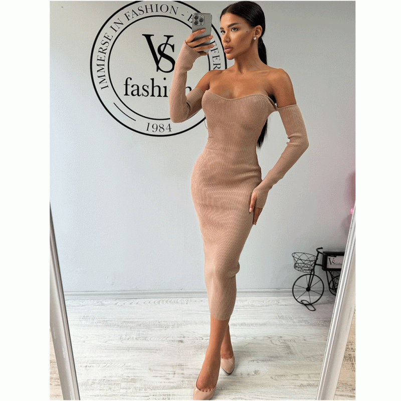 Vestido Dallas beige, vista lateral