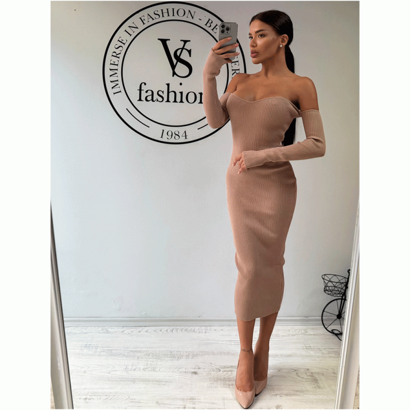 Vestido Dallas beige, vista posterior