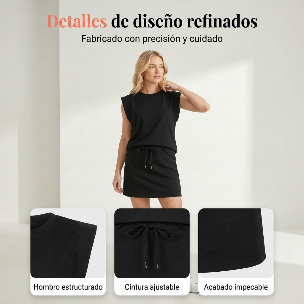 Conjunto de top moderno y falda ajustable