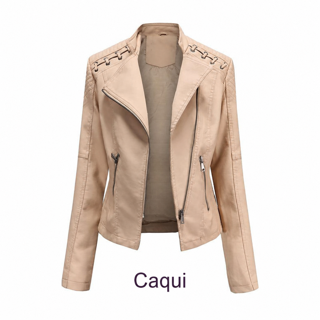 Chaqueta de cuero sintético para mujer, variante de color