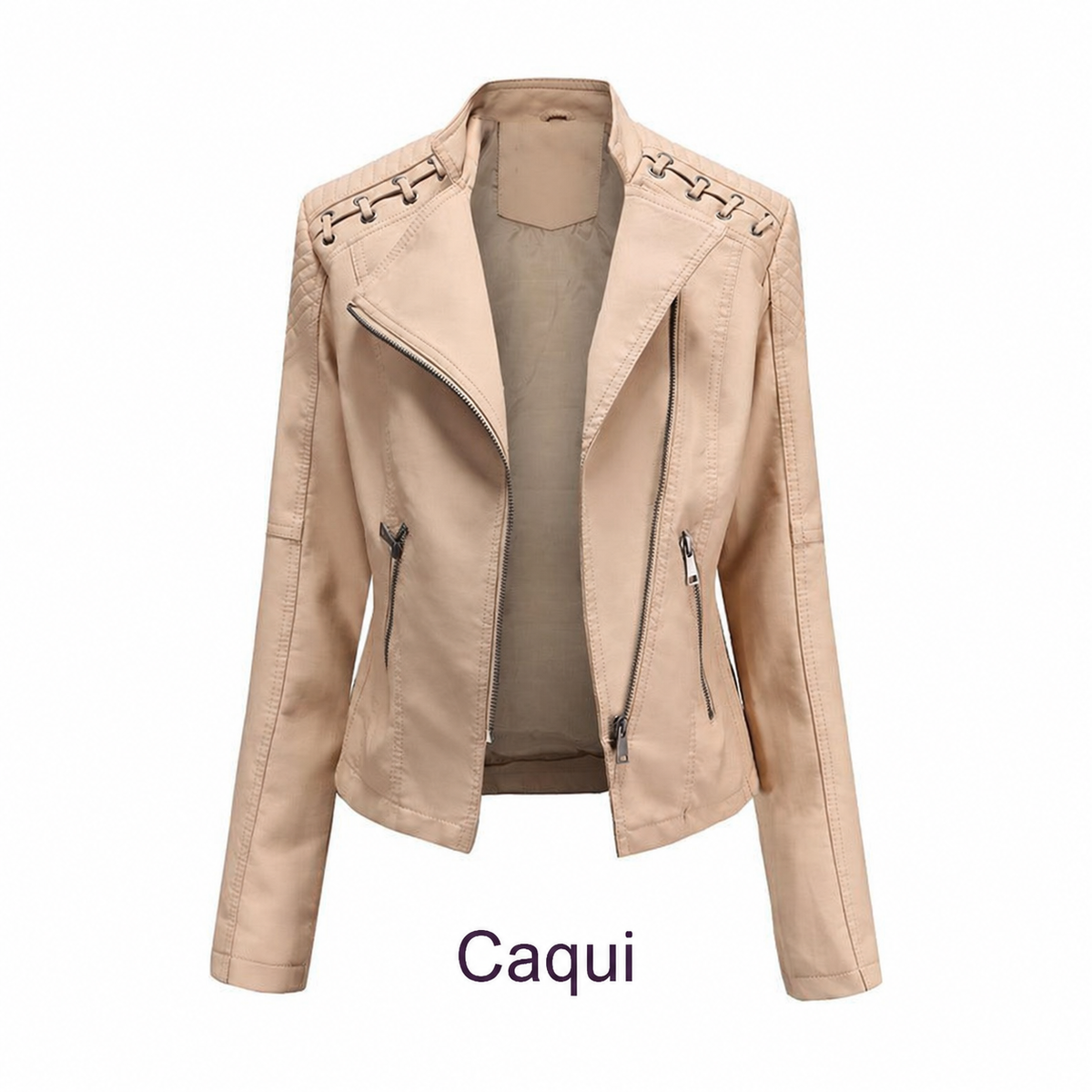 Chaqueta de cuero sintético para mujer, variante de color