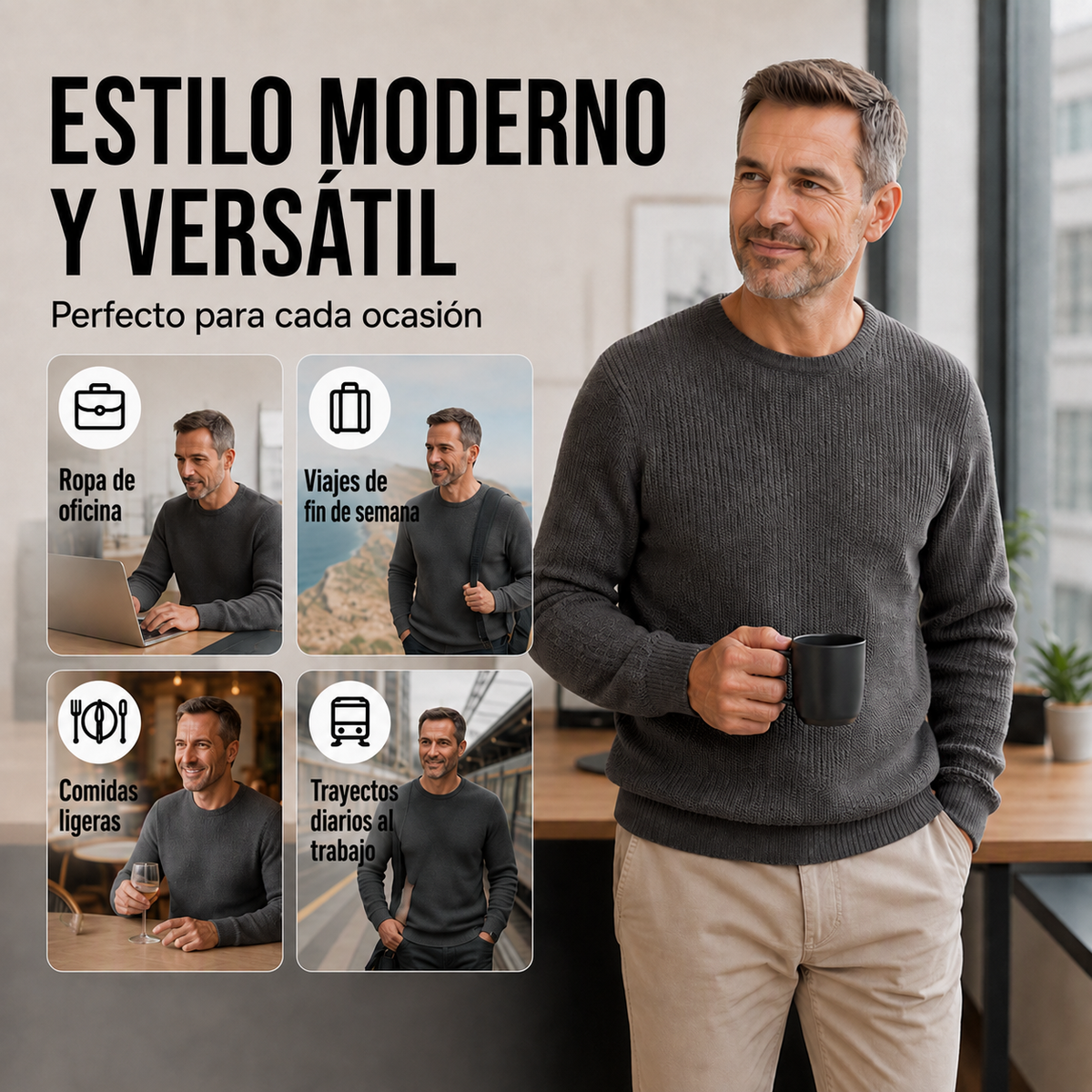 Jersey de cuello redondo para hombre — detalle 1