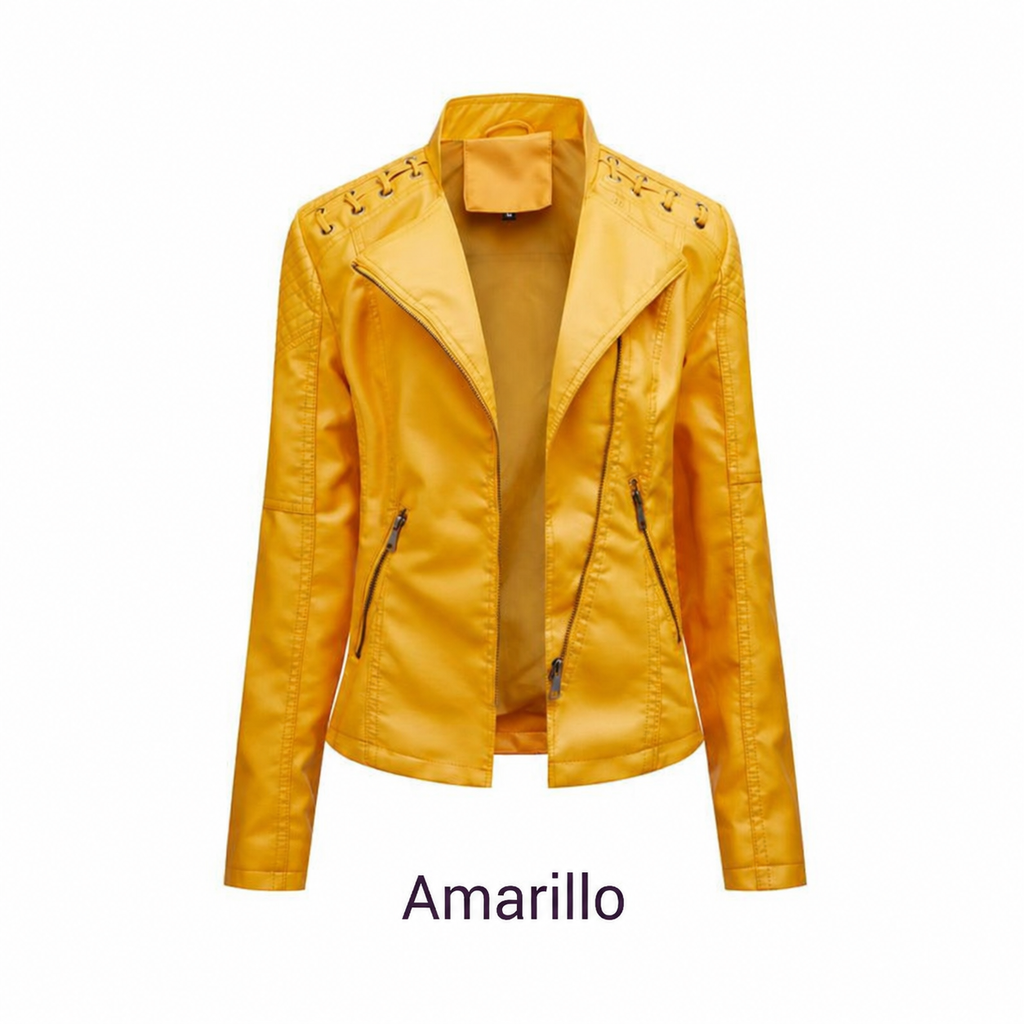Chaqueta de cuero sintético para mujer, variante de color