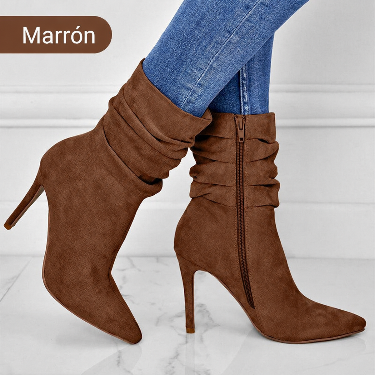 Botines de tacón con puntera fina para mujer — imagen 4