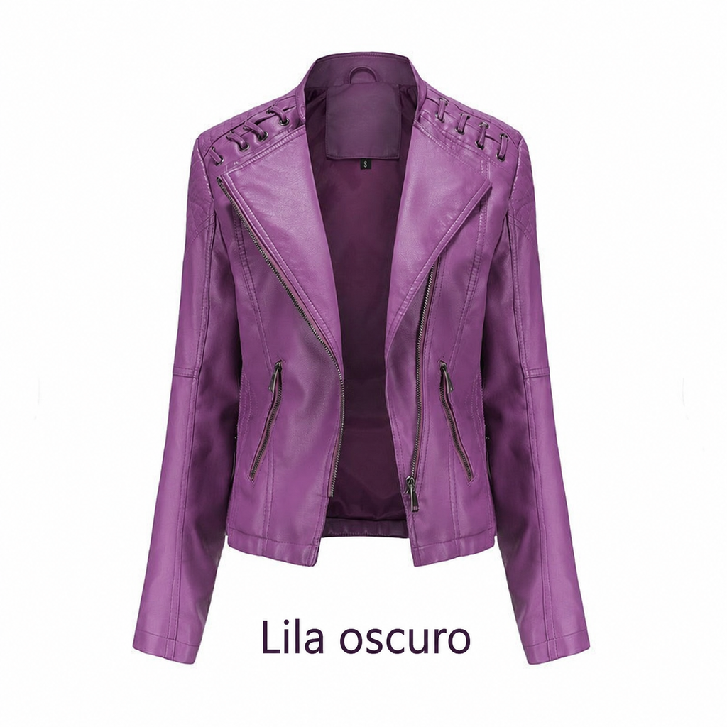 Chaqueta de cuero sintético para mujer, variante de color