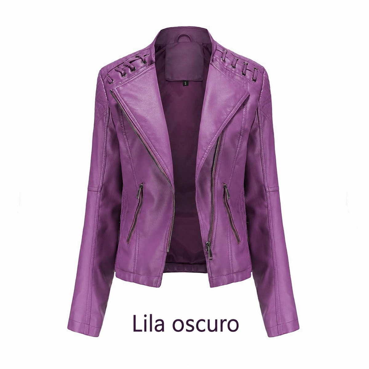 Chaqueta de cuero sintético para mujer, variante de color