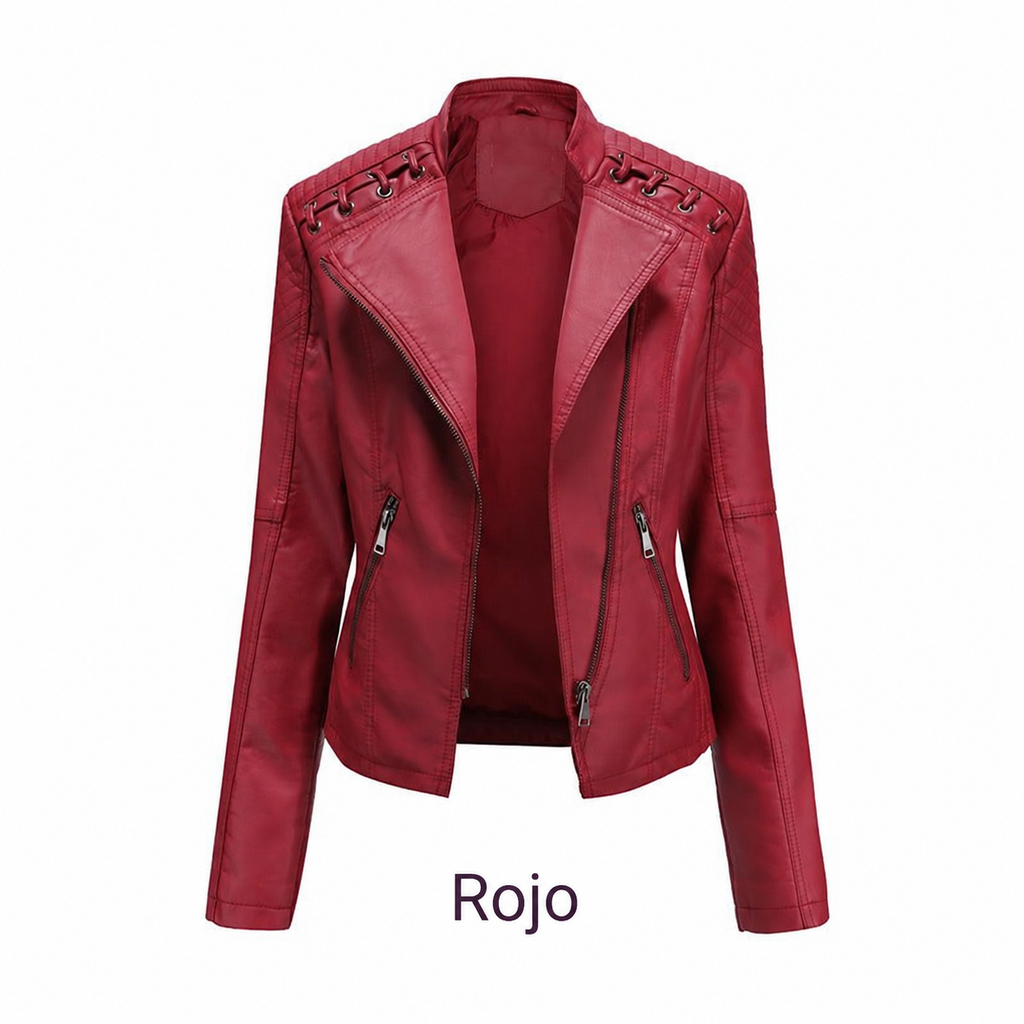 Chaqueta de cuero sintético para mujer, variante de color