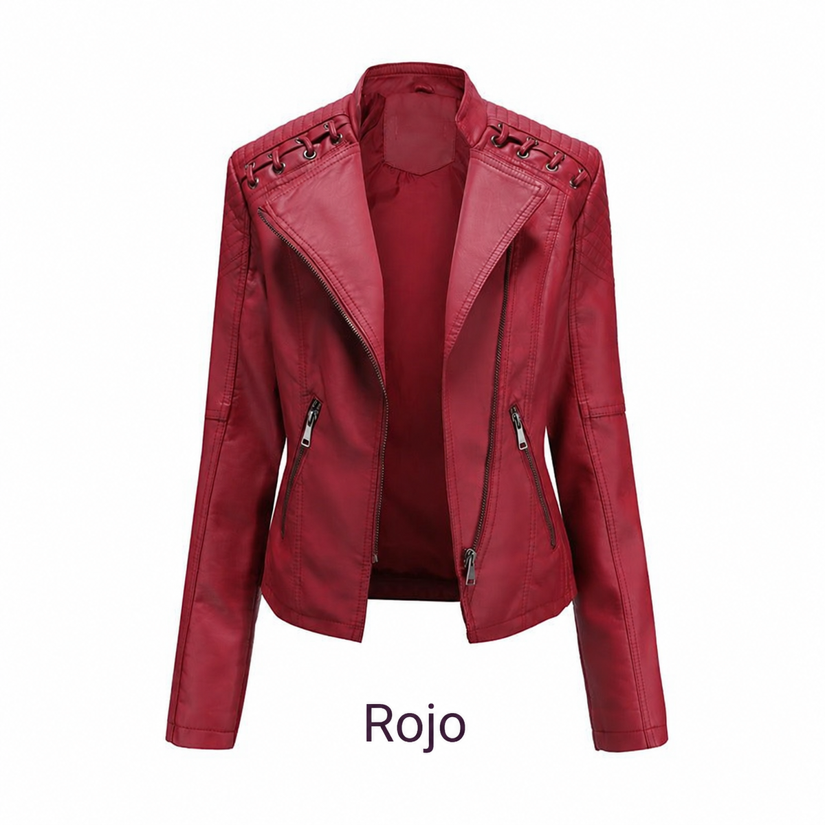 Chaqueta de cuero sintético para mujer, variante de color