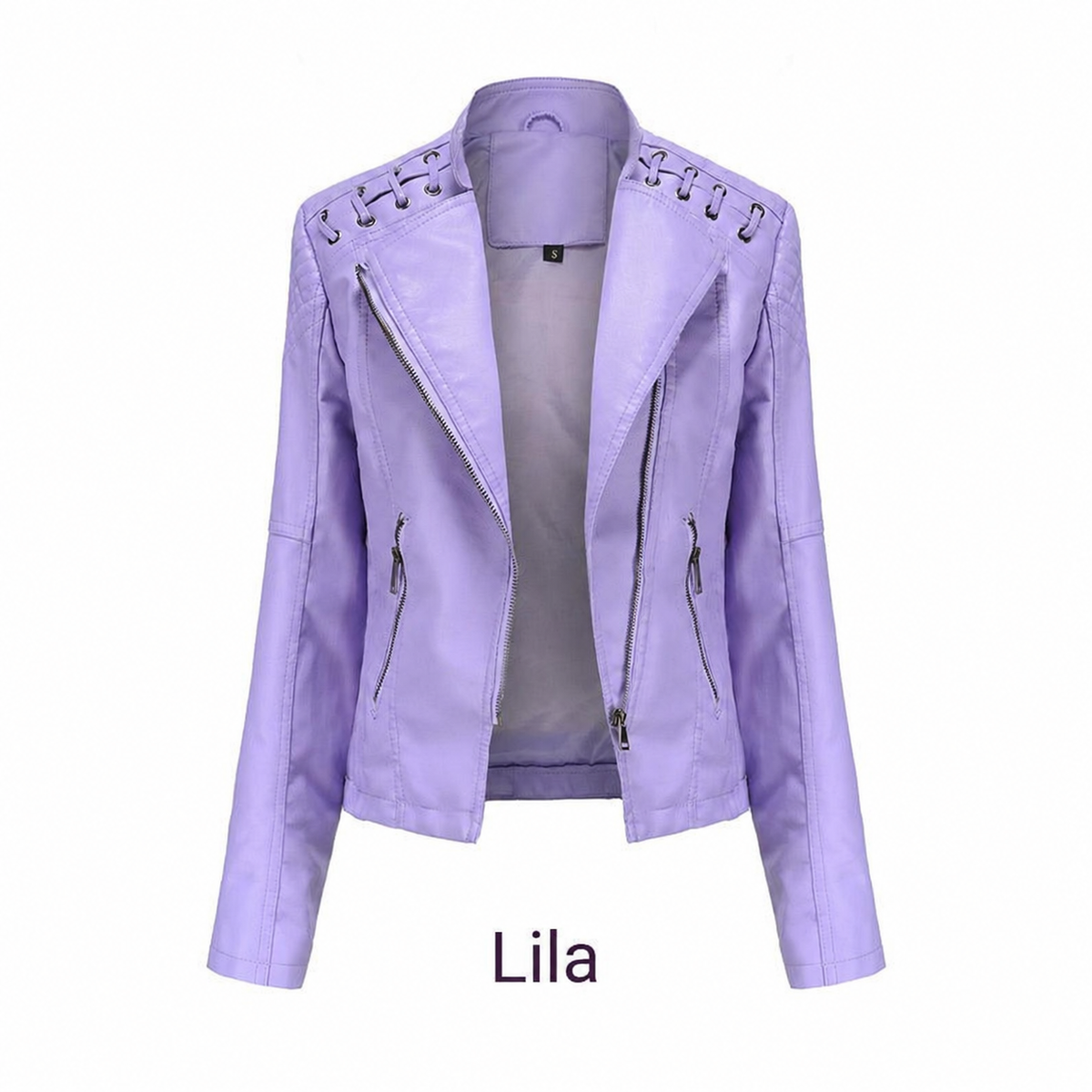 Chaqueta de cuero sintético para mujer, variante de color