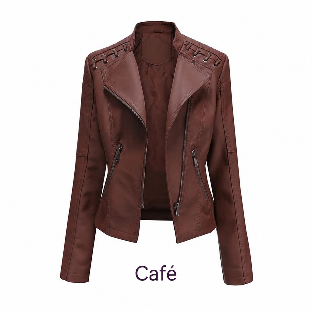 Chaqueta de cuero sintético para mujer, variante de color