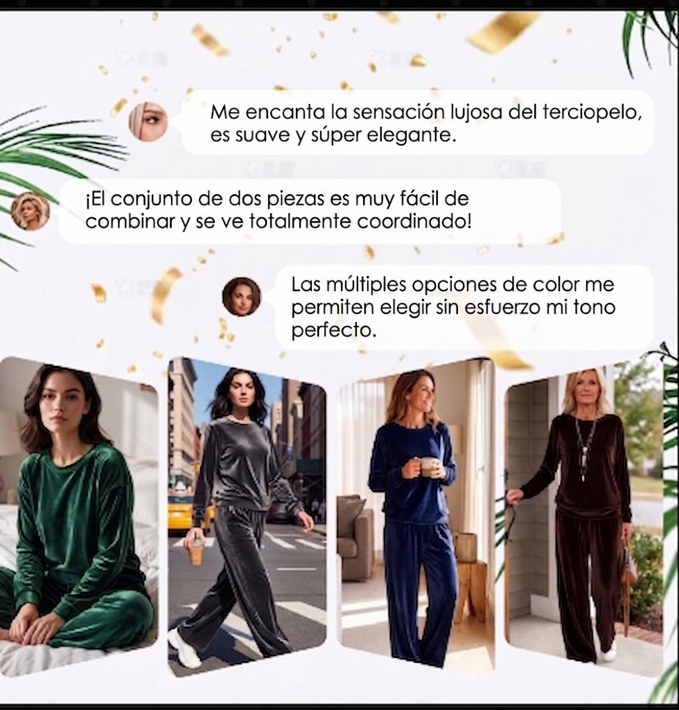 Iris | Conjunto de terciopelo de dos piezas-Top y pantalón con un look elegante