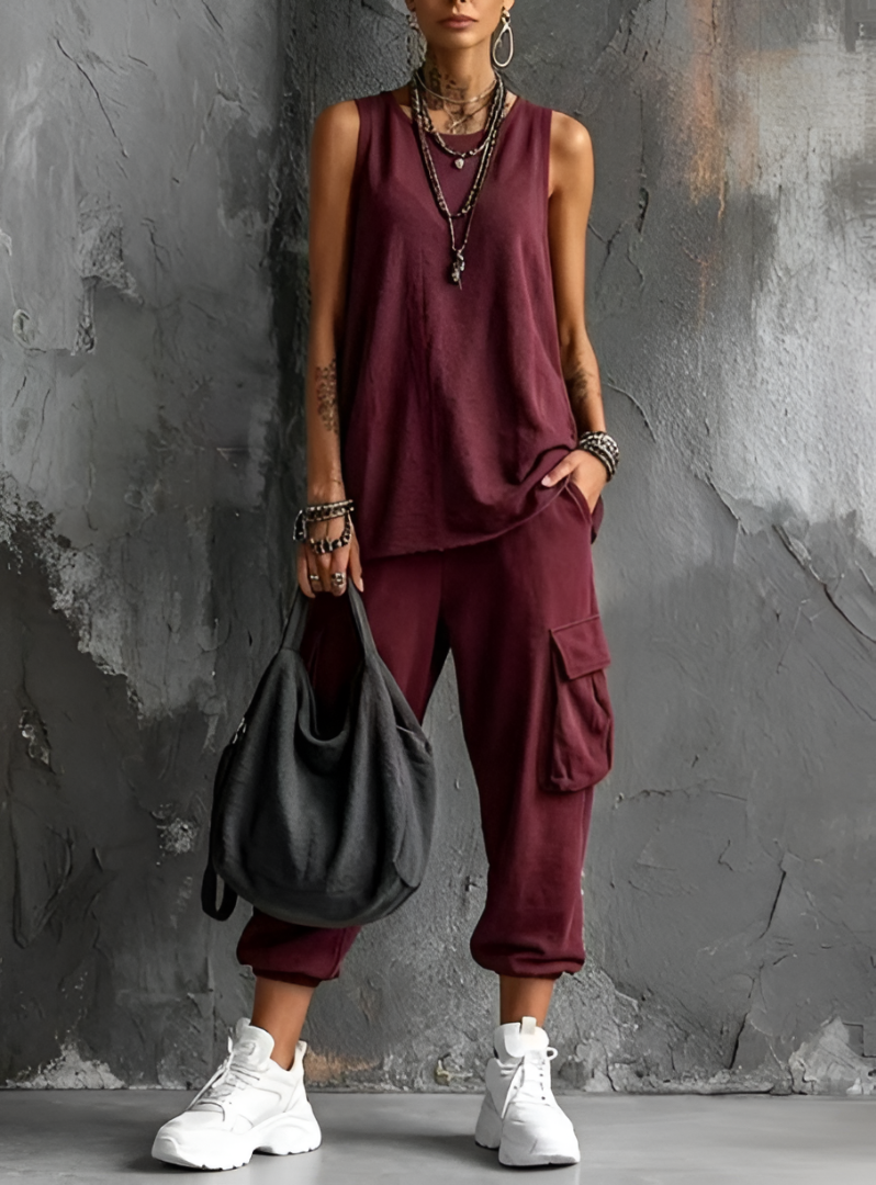 Conjunto Casual Suave con Bolsillos