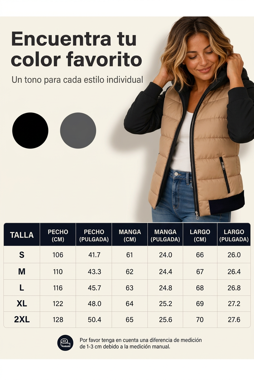 Chaqueta acolchada con capucha para mujer