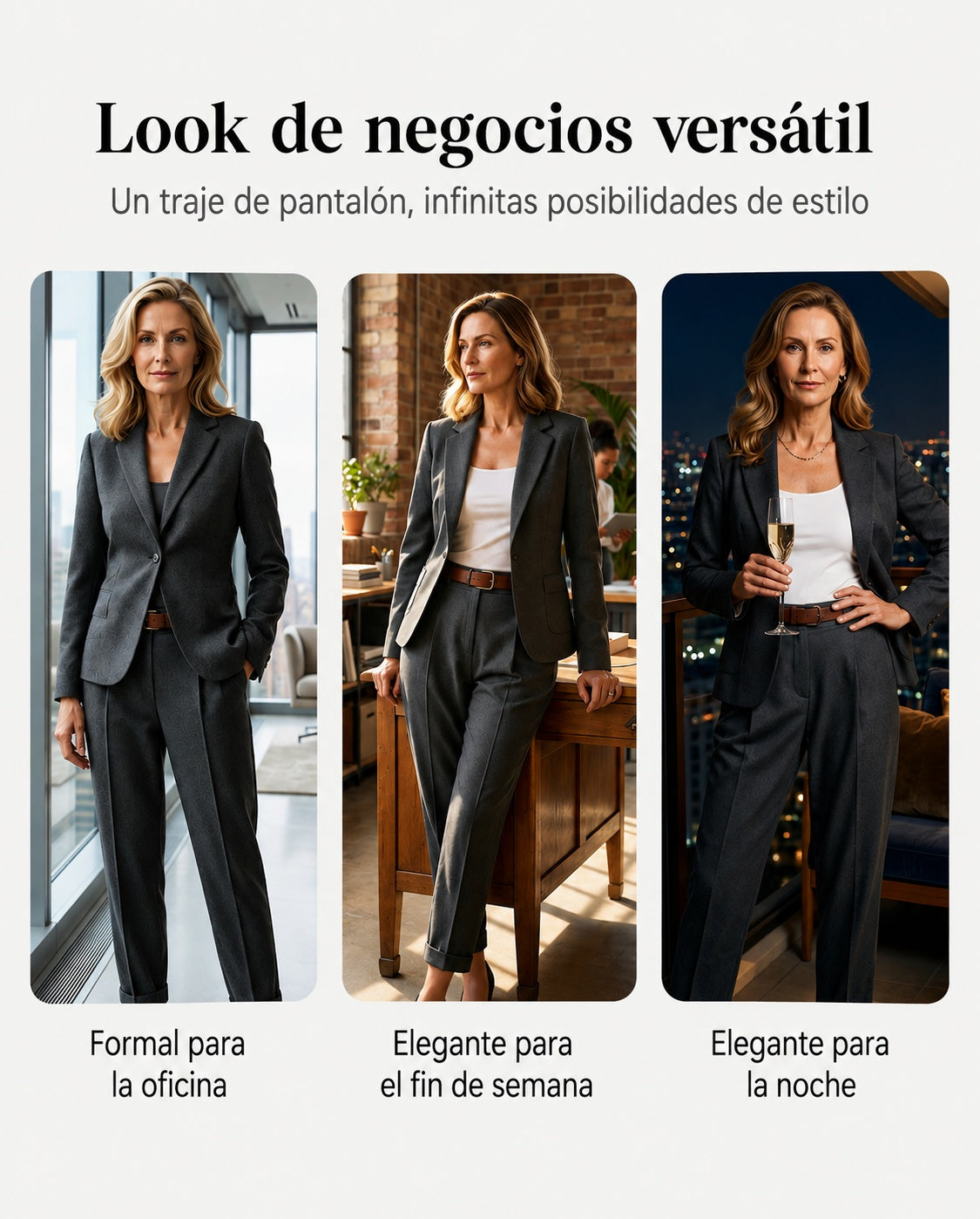 Berenice | Traje de negocios para mujer: americana con cuello y pantalón, estilo clásico y ajuste transpirable.