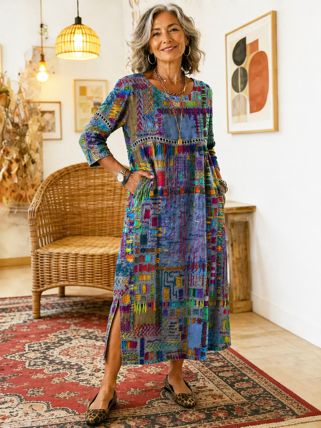 Vestido Manuela multicolor, vista frontal