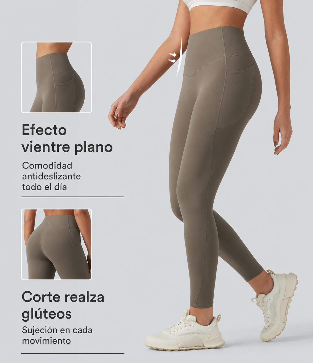Nadia leggings de entrenamiento moldeadores de tiro alto con bolsillos, efecto vientre plano y corte realza glúteos