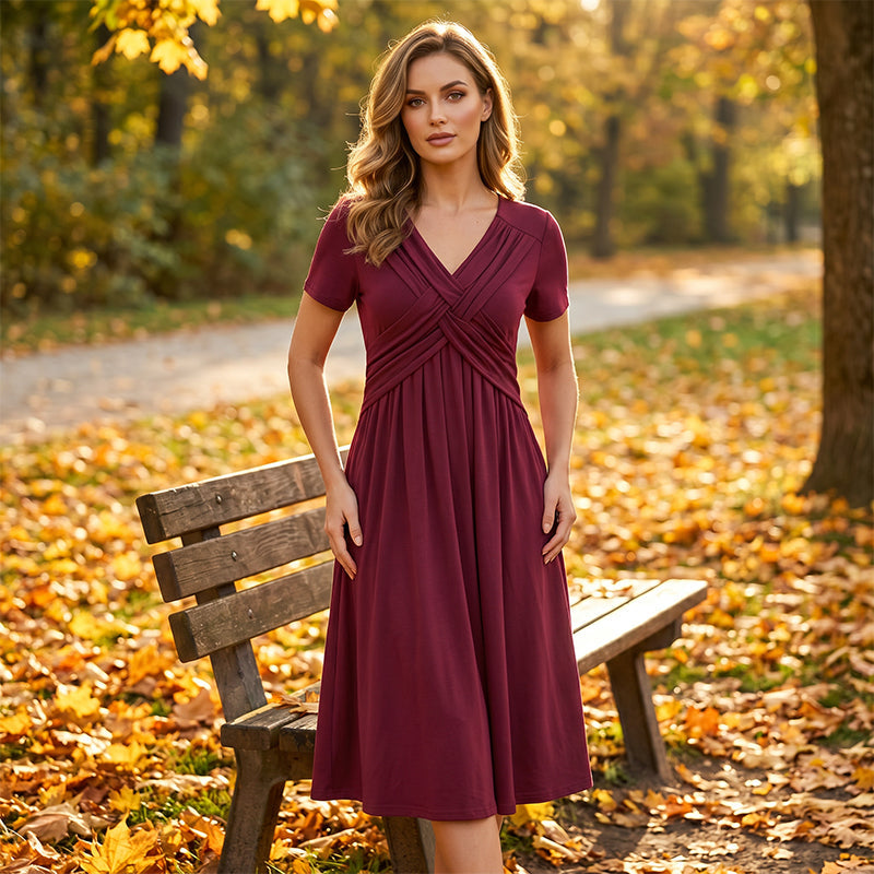 Fiorella | Vestido con escote en V y diseño cruzado