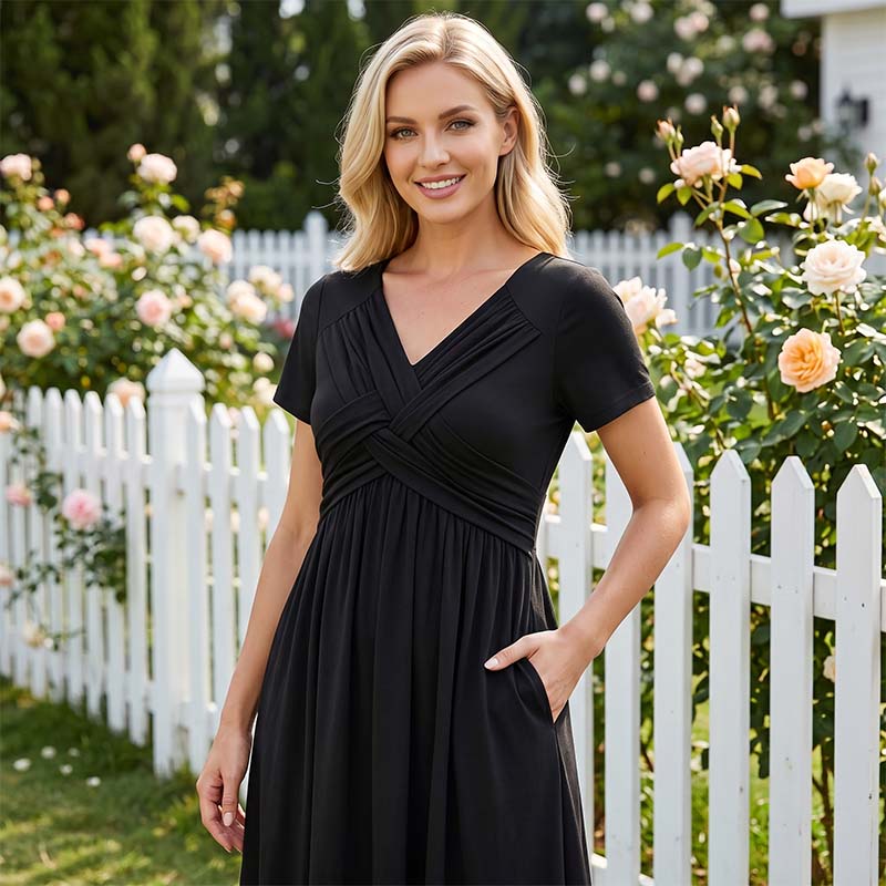 Fiorella | Vestido con escote en V y diseño cruzado