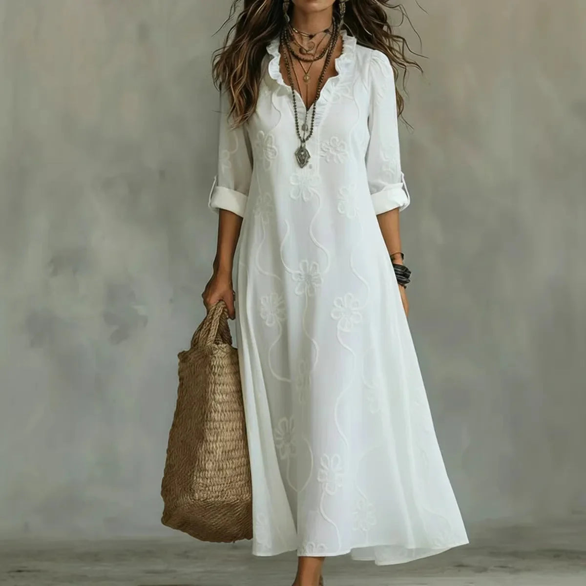 Vestido floral de verano Sienna en color blanco