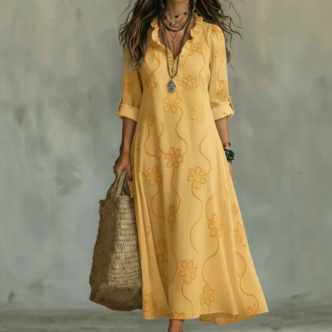 Vestido floral de verano Sienna en color amarillo