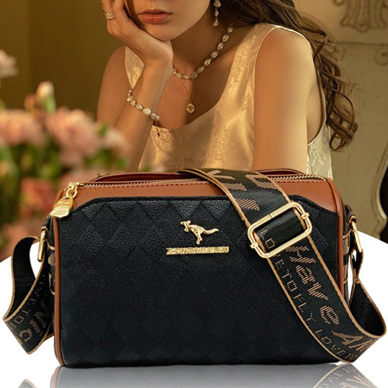 Selene | Bolso bandolera moderno de 3 compartimentos con estampado de rombos y gran capacidad