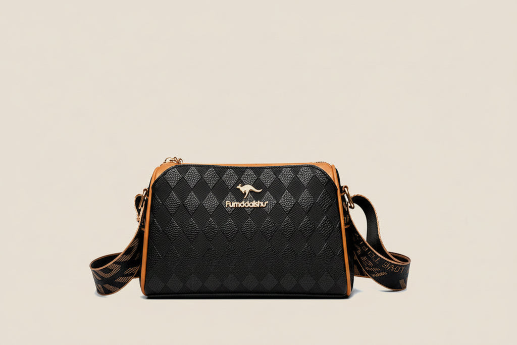 Selene | Bolso bandolera moderno de 3 compartimentos con estampado de rombos y gran capacidad
