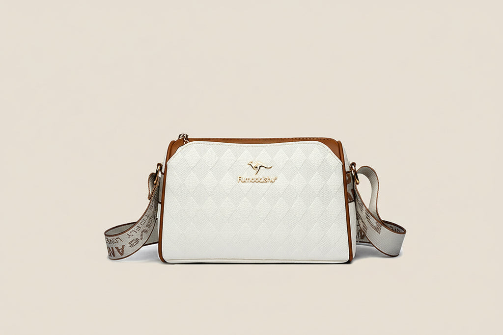 Selene | Bolso bandolera moderno de 3 compartimentos con estampado de rombos y gran capacidad