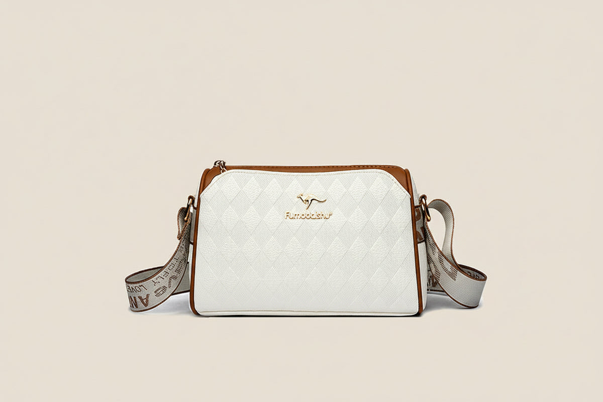 Selene | Bolso bandolera moderno de 3 compartimentos con estampado de rombos y gran capacidad