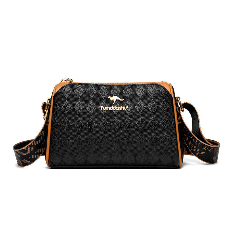 Selene | Bolso bandolera moderno de 3 compartimentos con estampado de rombos y gran capacidad