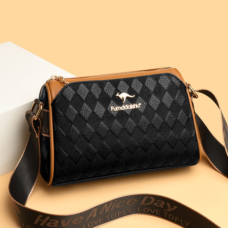 Selene | Bolso bandolera moderno de 3 compartimentos con estampado de rombos y gran capacidad