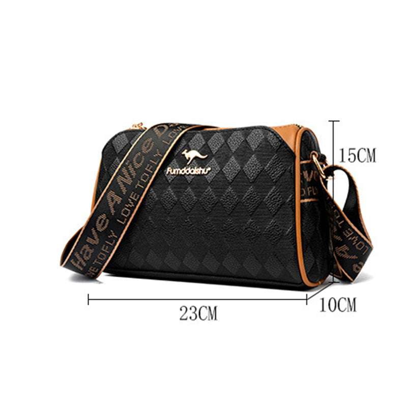 Selene | Bolso bandolera moderno de 3 compartimentos con estampado de rombos y gran capacidad