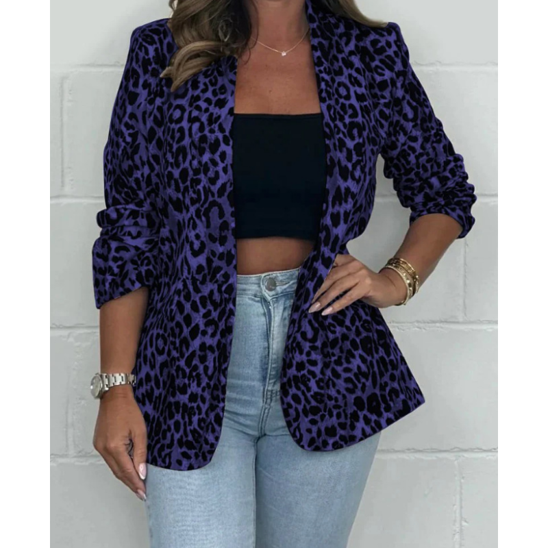 Siena | Blazer de Manga Larga con Estampado de Leopardo para Mujer