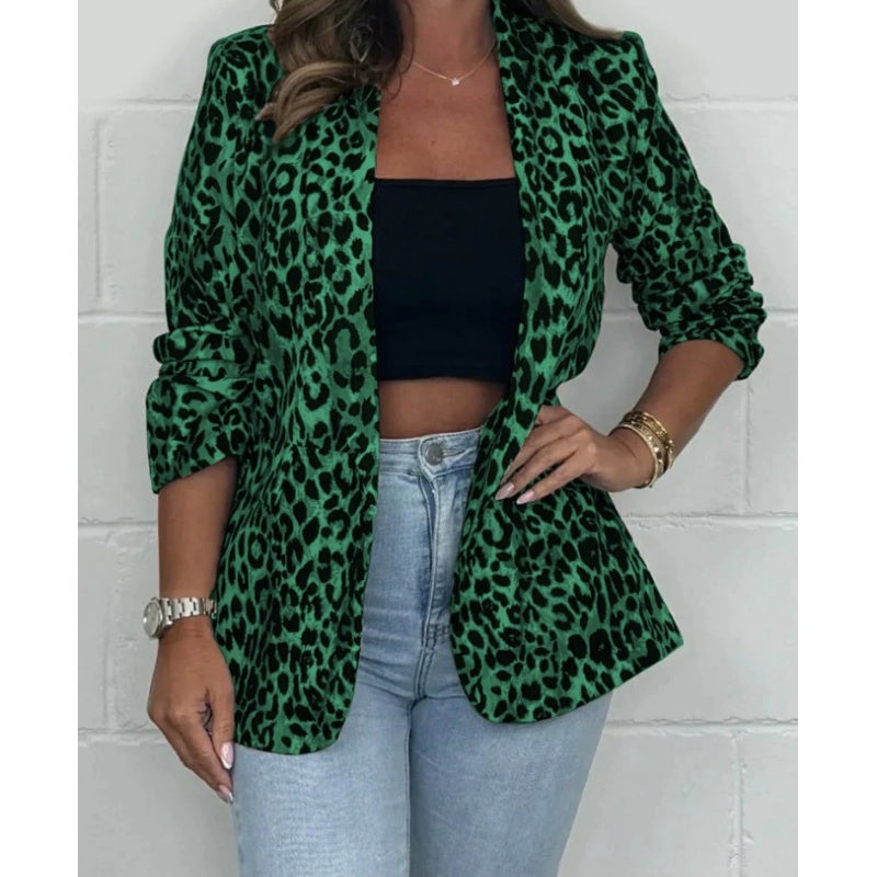 Siena | Blazer de Manga Larga con Estampado de Leopardo para Mujer