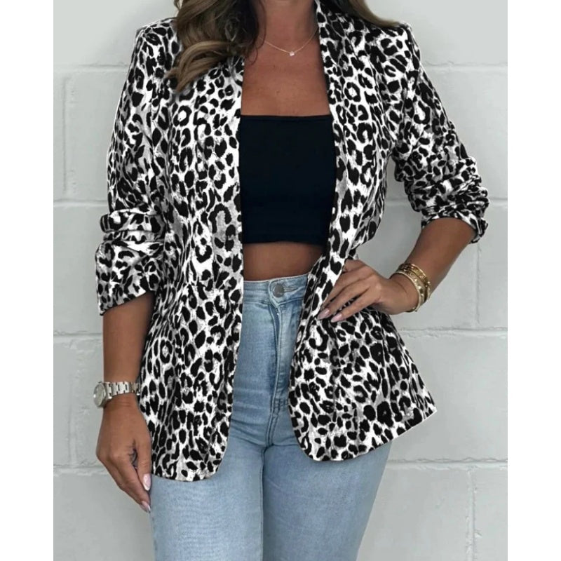 Siena | Blazer de Manga Larga con Estampado de Leopardo para Mujer