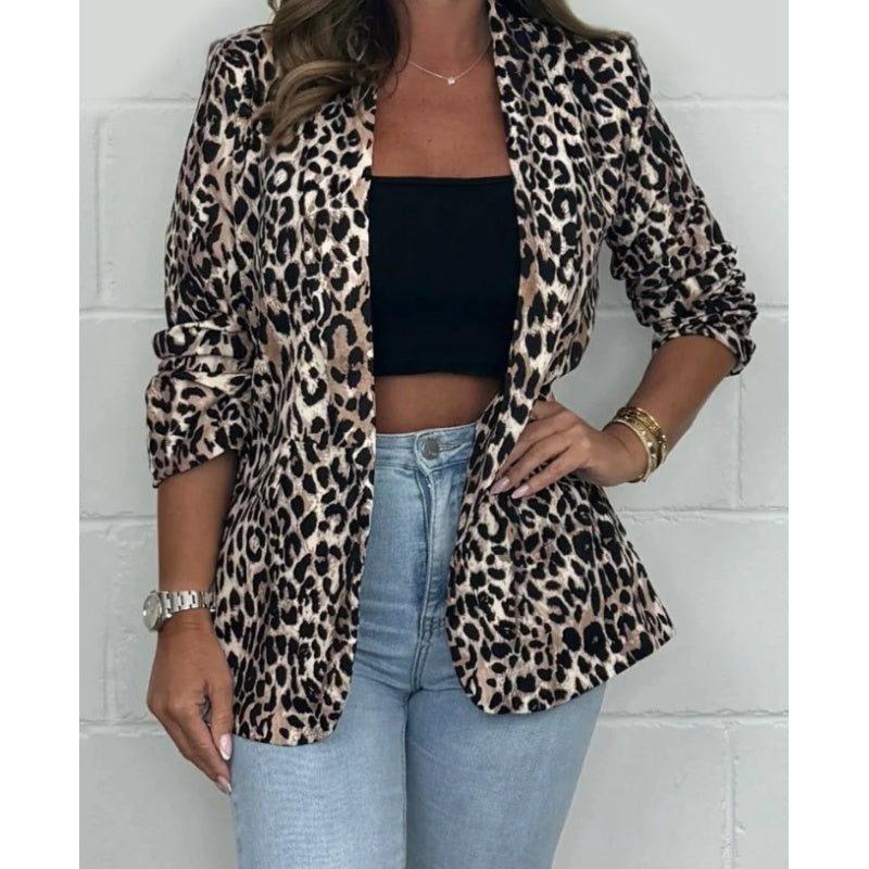 Siena | Blazer de Manga Larga con Estampado de Leopardo para Mujer