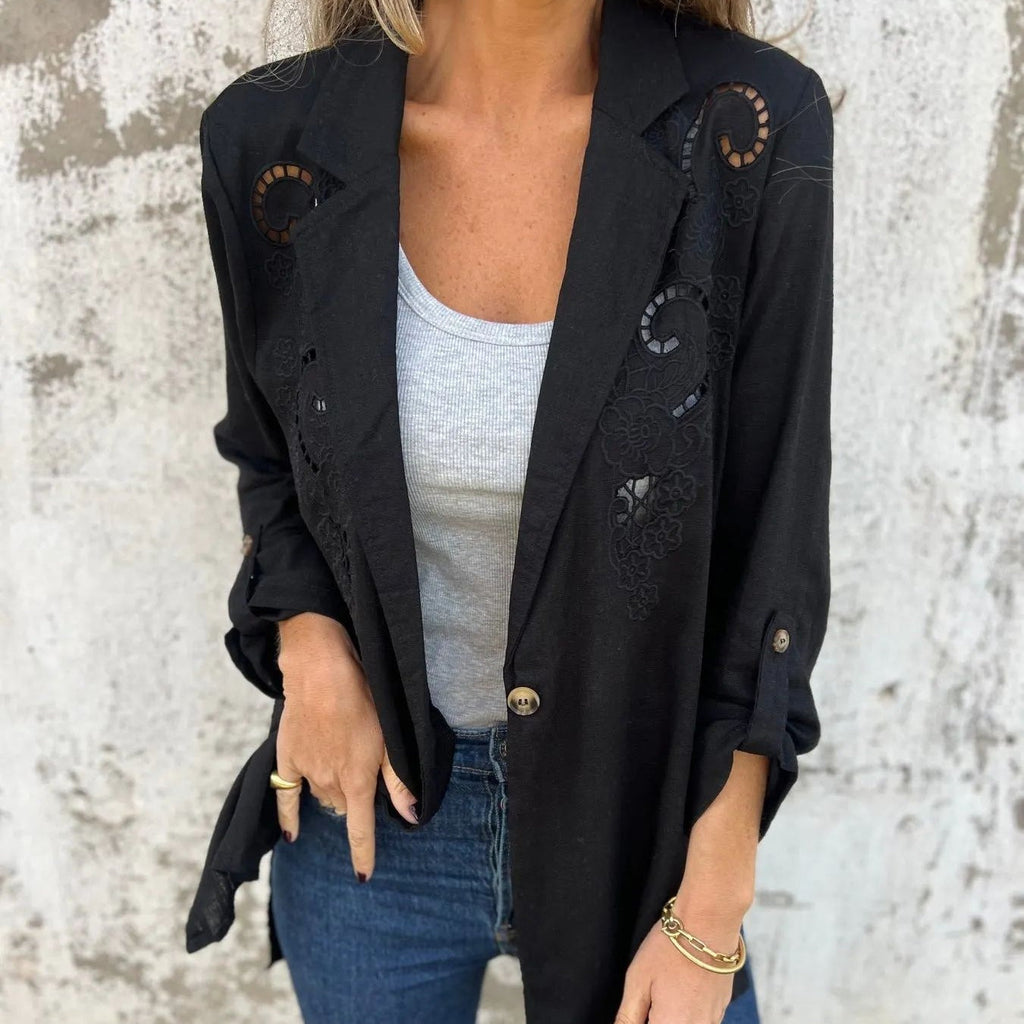 Abigail | Blazer de Chaqueta con Cuello de Solapa Jacquard para Mujer