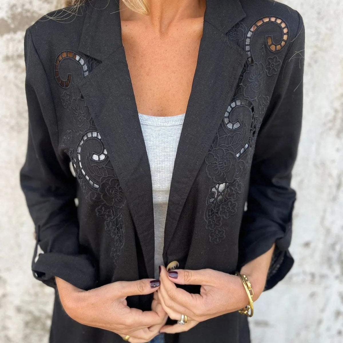 Abigail | Blazer de Chaqueta con Cuello de Solapa Jacquard para Mujer