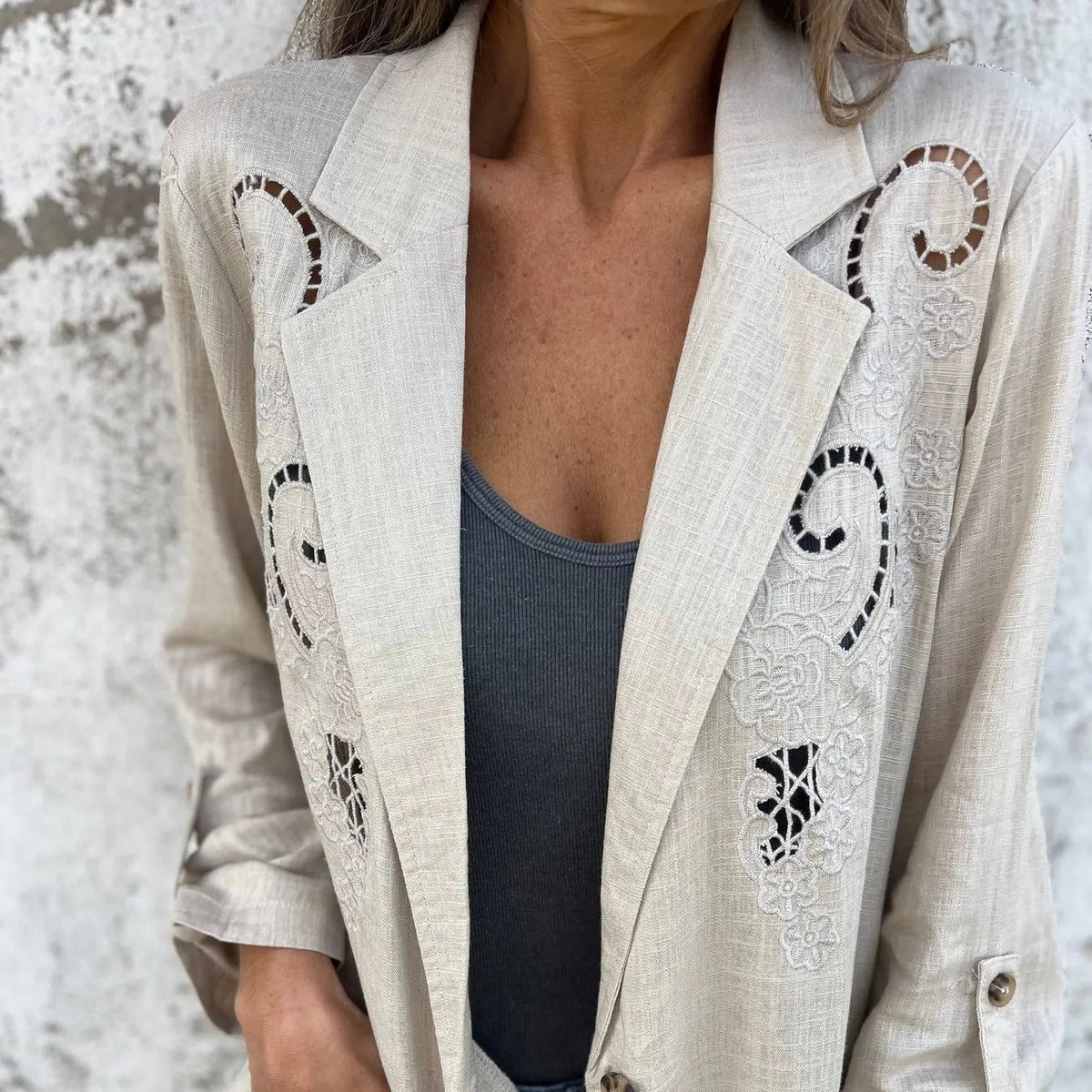 Abigail | Blazer de Chaqueta con Cuello de Solapa Jacquard para Mujer