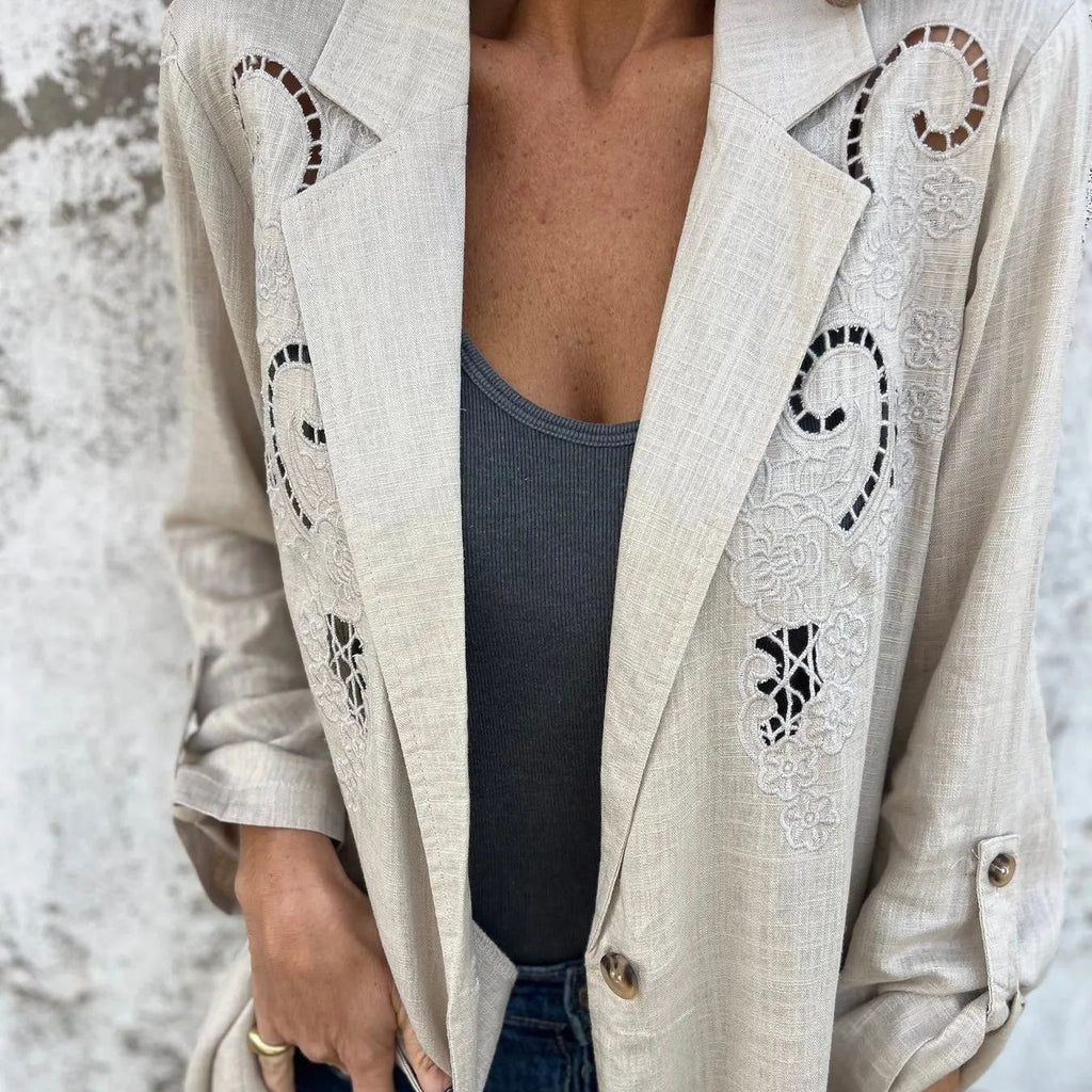 Abigail | Blazer de Chaqueta con Cuello de Solapa Jacquard para Mujer