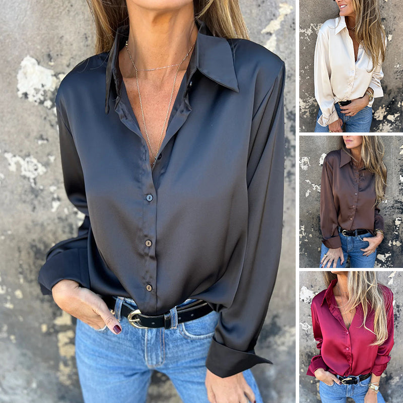 Naia | Elegante camisa de satén de manga larga.