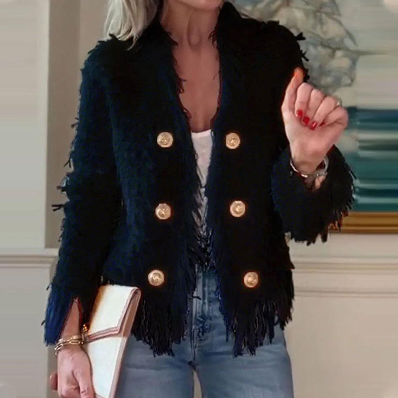 Guadalupe | Chaqueta corta de moda para mujer con botones y flecos