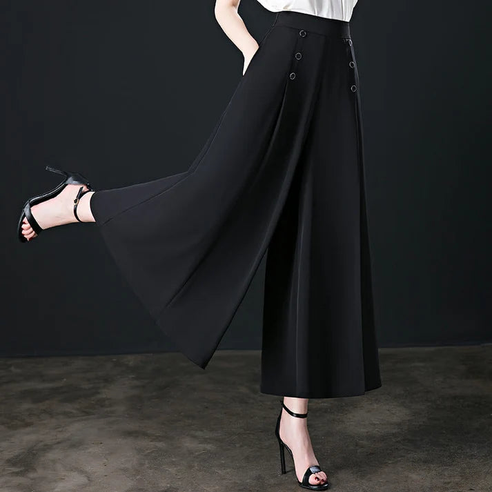 Pantalones de pierna ancha para mujer, estilo elegante y versátil